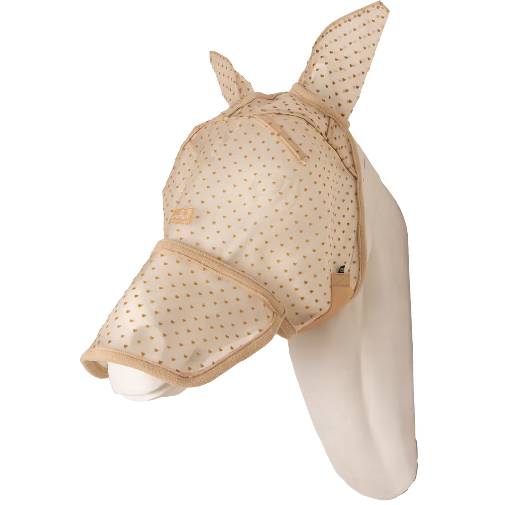Fly Mask Heart with Ears and Nose beige