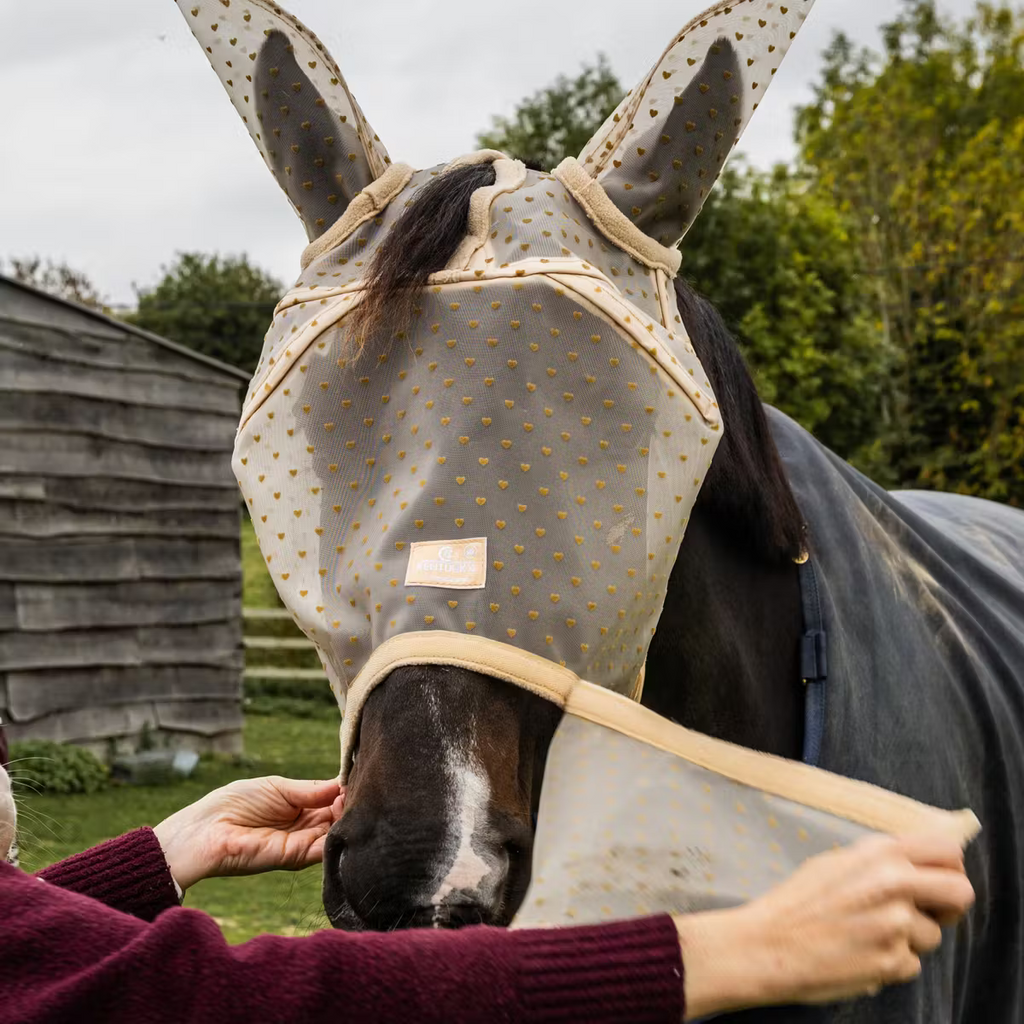 Fly Mask Heart with Ears and Nose beige